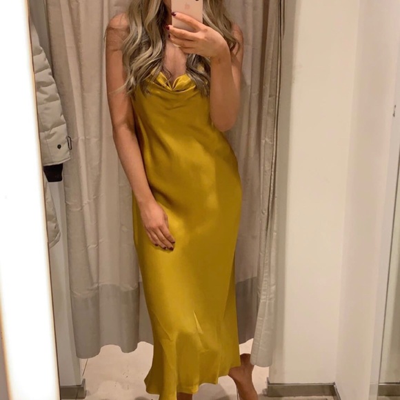 🌟HOST PICK🌟Zara Mustard Yellow Slip Dress - Picture 2 of 10